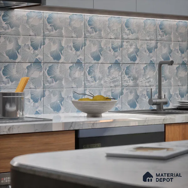 Floral Wall Tile TL 07244 B Florina 1006 1 ft x 1 ft Ceramic Glossy Finish - 9 mm  | 2 mm Spacer is Mandatory | Please Expect a Slight Variation of Pattern (Sample)
